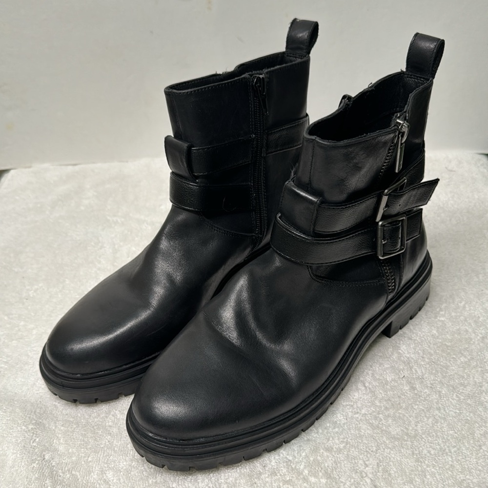 Lucky Brand Double Buckle Black Booties